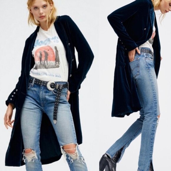 Free People Velvet Trench Coat - M - Picture 1 of 6
